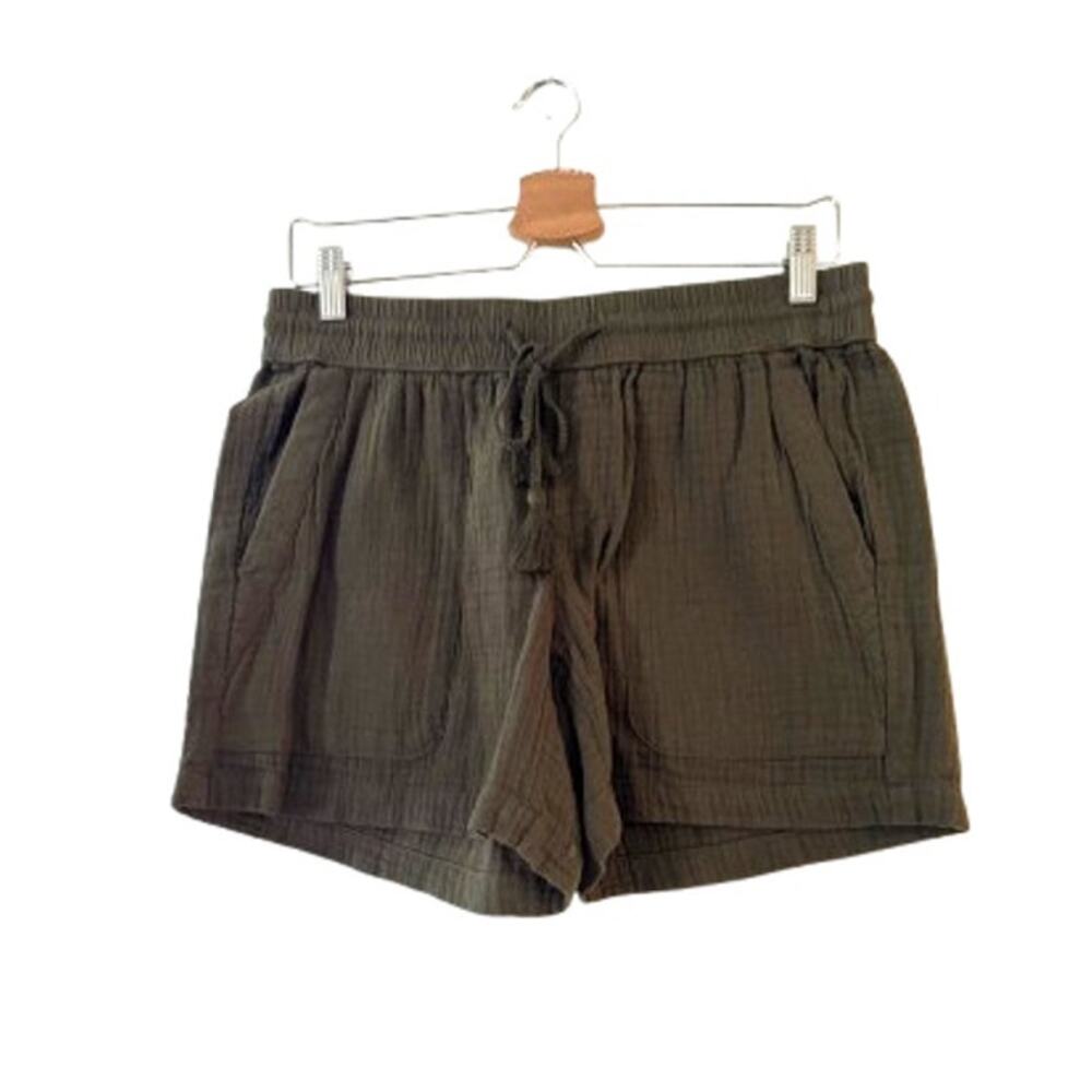 New SONOMA Womens Mid Rise‎ Shorts Size S Olive Night Drawcord Tassel Pocket NWT